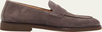 Brunello Cucinelli Mens Suede Flex-Sole Penny Loafers