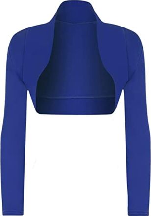 Generic Womens Open Front Bolero Plain Party Casual Cropped Top Ladies Long Sleeve Cocktail Evening Cardigan Shrug Top UK Size 6-20 (UK, Numeric, 12, Regular,