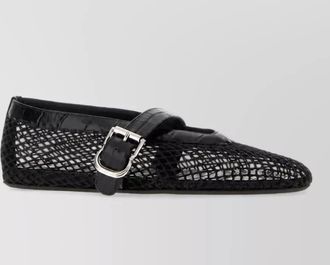 Alaia leather mesh mary jane ballet flats