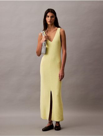 Calvin Klein Jeans Calvin Klein Womens Boucle Rib Sleeveless Midi Dress - Green - L