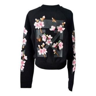 Off-white (WMNS) Off-White Fw17 Cherry Blossoms Embroidery Floral Round Neck Sweater OWBA026E170030531088