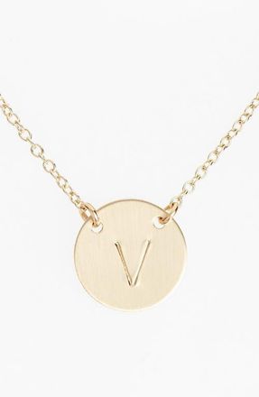 Nashelle 14k-Gold Fill Anchored Initial Disc Necklace in 14K Gold Fill V at Nordstrom