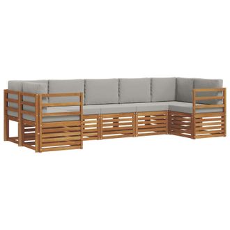 vidaXL Conjunto De Sof&aacute; Seccional Con Coj&iacute;n 7 Pcs Gris Natural Y Claro Vidaxl