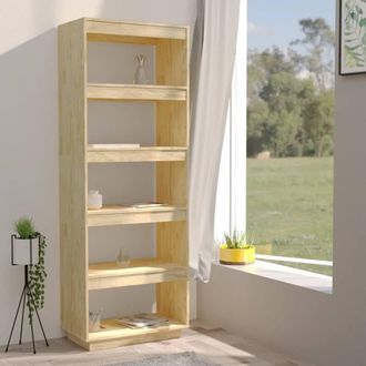 Berkfield Home Beautiful Book Cabinet/Room Divider 60x35x167 cm Solid Pinewood in Light Brown | Size: 60 x 35 x 167 cm