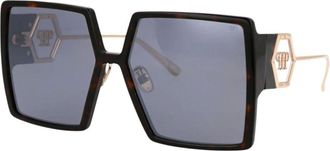 Philipp Plein Accessoires, Dames, Bruin, ONE Size, Oversized Hexagonal Zonnebril