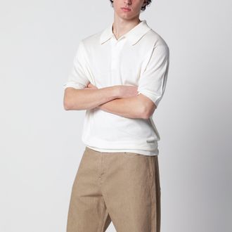 John Smedley Isis white cotton polo shirt