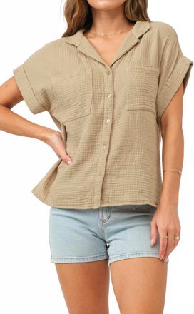 Dear John Denim Calista Short Sleeve Gauze Shirt In Dune