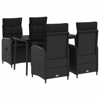 vidaXL Juego De Mesa Y Sof&aacute; Con Coj&iacute;n Con Almohada 5 Pcs Negro Vidaxl