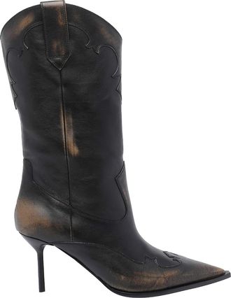 PARIS TEXAS Black Lidia Western Booties