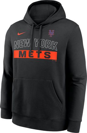 Nike New York Mets Club Nike Mens MLB Pullover Hoodie in Black | NKDK00ANME-2VW
