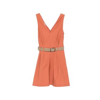 Brunello Cucinelli Brunello Cucinelli, Short Dresses, female, Orange, Size: XS Belted Pleated Mini Dress