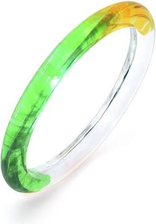 Gold & Honey Womens Tie Dye Slip On Lucite Bangles In Green-Yellow