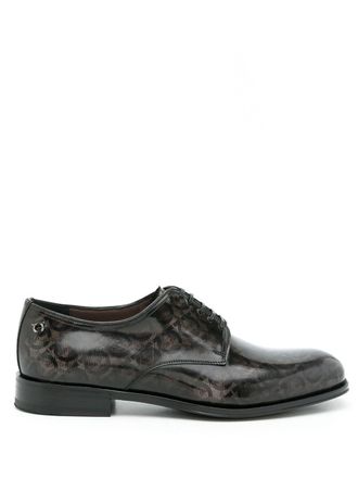 Ferragamo Derby Pershore Gancini con stampa - Nero