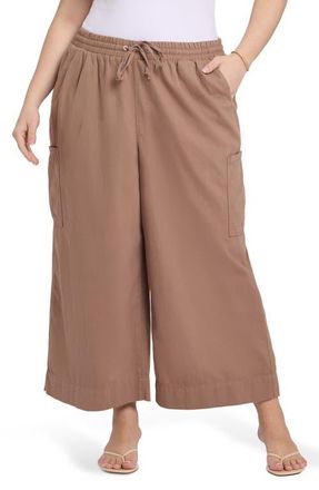 NYDJ Whitney Pull-On Crop Wide Leg Cargo Pants in Toasted Coconut at Nordstrom, Size 2X