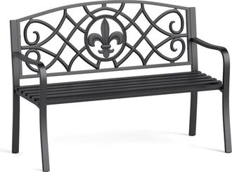 Costway Outdoor Garden Bench Metal Slatted Loveseat Cast Iron Backrest