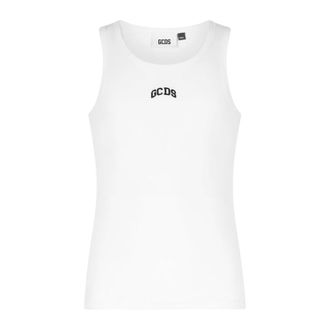 GCDS Gcds, Tops, Dames, Wit, S, Katoen, Logo Lounge Tank Top
