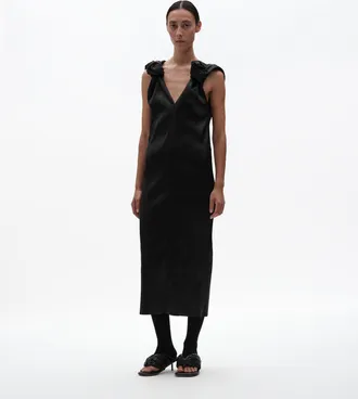Bottega Veneta Pliss&eacute; Satin Dress - Black - Women - 2