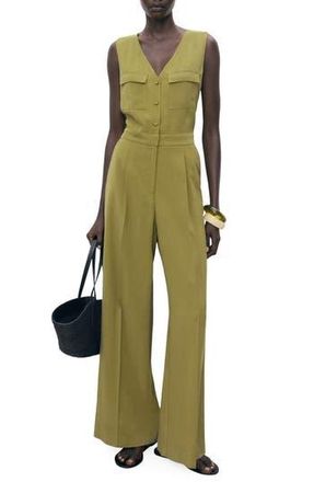 Mango Utility Wide Leg Jumpsuit in Green at Nordstrom Rack, Size X-Small