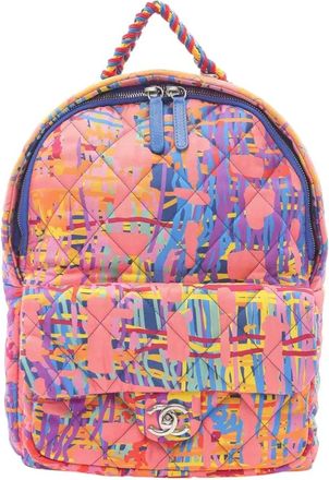 Chanel Zaino Foulard trapuntato in nylon con stampa 2018 - Rosa
