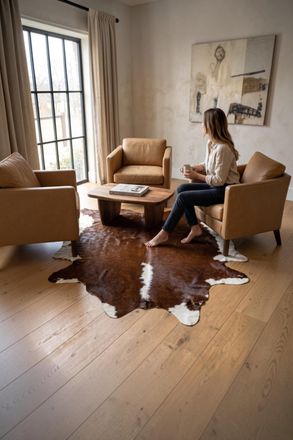 Infinity Leather Natural Cow Leather Brown White Cowhide Hairon Rug - Hereford
