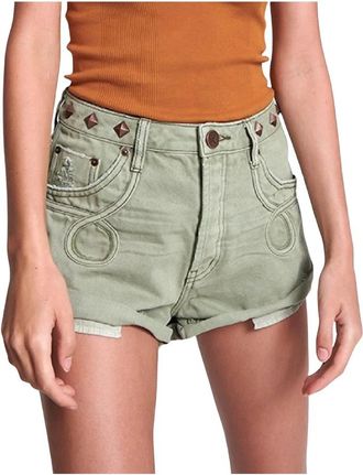 One Teaspoon Bandits Mid Waist Denim Shorts - Dames - Denim shorts - Groen - W23 - Denim - Korte Broeken