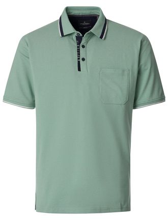 Casamoda groene polo met zwarte omlijning Casa Moda korte mouw