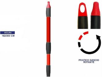 Trade Shop Trade Shop - Red 142-300cm Mango Telesc&oacute;pico Extensible De Palo Con Gancho Giratorio Folla