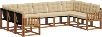 vidaXL Conjunto De Sof&aacute;s De Exterior 9 Uds. Natural Y Beige Vidaxl