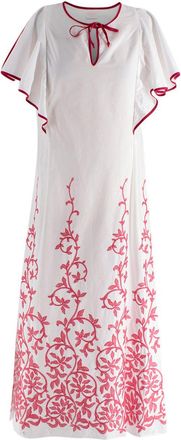 Loretta Caponi Embroidered Cotton Dress Size S