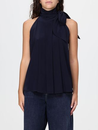 Max Mara Blusa in seta plissettata con collo a fusciacca e spalle scoperte