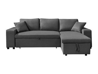 VENTE-UNIQUE.COM Sof&aacute; rinconera tela gris antracita
