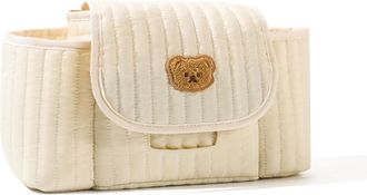 Generic Quilted Diaper Handbag Baby Handcart Storage Bag Fluffy Nappy Tote Bag (Beige)