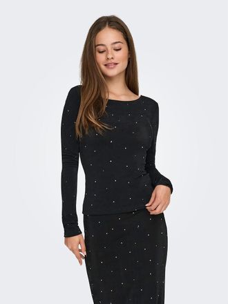 Jacqueline de Yong T-shirt met pailletten en lange mouwen