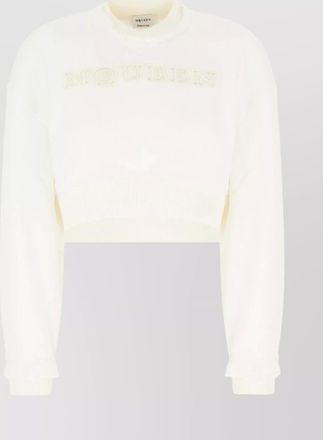 Alexander McQueen cropped cotton knit with ribbed cuffs