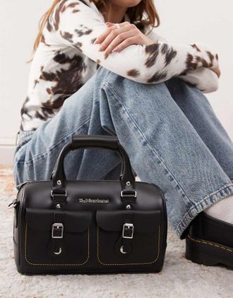 Dr. Martens Borsa nera con manico superiore e cuciture a contrasto-Nero