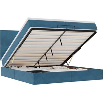 vidaXL Estructura De Cama Otomana Colchones Terciopelo Azul Oscuro Vidaxl