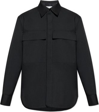 Jil Sander Overhemd met zakken - Heren - Casual Overhemden - Zwart - L - Wol - Overhemden