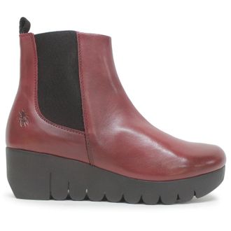 FLY London VAZE177FLY Burn Leather Womens Ankle Boots - Burgundy - Size:UK 4