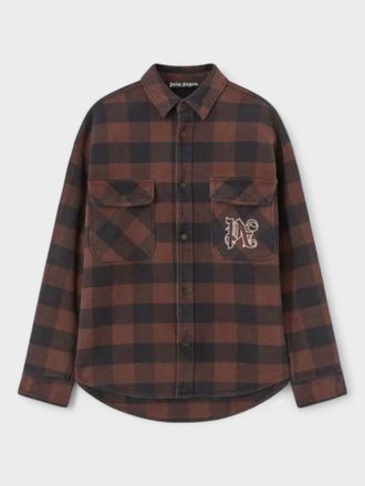 Palm Angels Ruitpatroon Overshirt Bruin/Off White