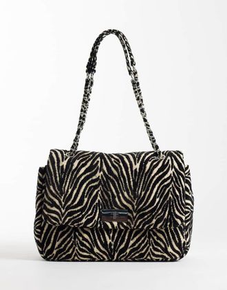 Asos borsa a spalla grande zebrata-Multicolore