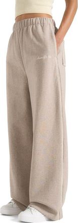 Mani&egrave;re De Voir Morgan Unisex Whipstitch Wide Leg Jogger in Taupe at Nordstrom, Size Xx-Small
