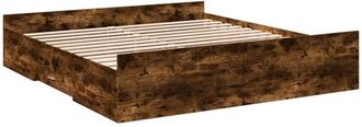 vidaXL Cama con cajones madera de ingeniería roble ahumado 200x200 cm Vidaxl