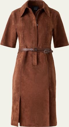Akris Suede Belted Midi Shirtdress
