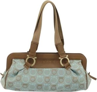 Ferragamo Pre-owned Leather Shoulder Bag - Dames - Vintage Schoudertas - Grijs - ONE Size - Leer - Vintage