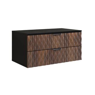 Petits Meubles Mueble bajo lavabo 80 cm encimera paneles laminados madera y negro