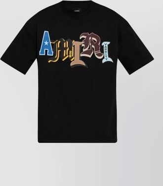Amiri silk blend crew neck graphic t shirt