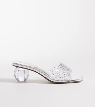 KAIIA Esclusiva Kaiia - 00s - Sandali argento con tacco a sfera trasparente e strass