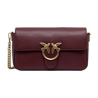 Pinko Love One Slouchy Classic MZ - Dames - Schoudertassen - Rood - ONE Size - Leer - Tassen
