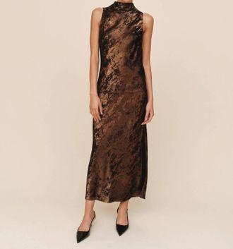 Bella Dahl Cowl Neck Bias Top In Bronze Shimmer
