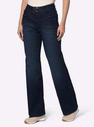 Heine High-waist-Jeans HEINE, Damen, Gr. 34, Normalgr&ouml;ssen, blau (dunkelblau), 56% Baumwolle, 19% Polyester, 14% Lyocell, 10% Viskose, 1% Elasthan, unifarbe
